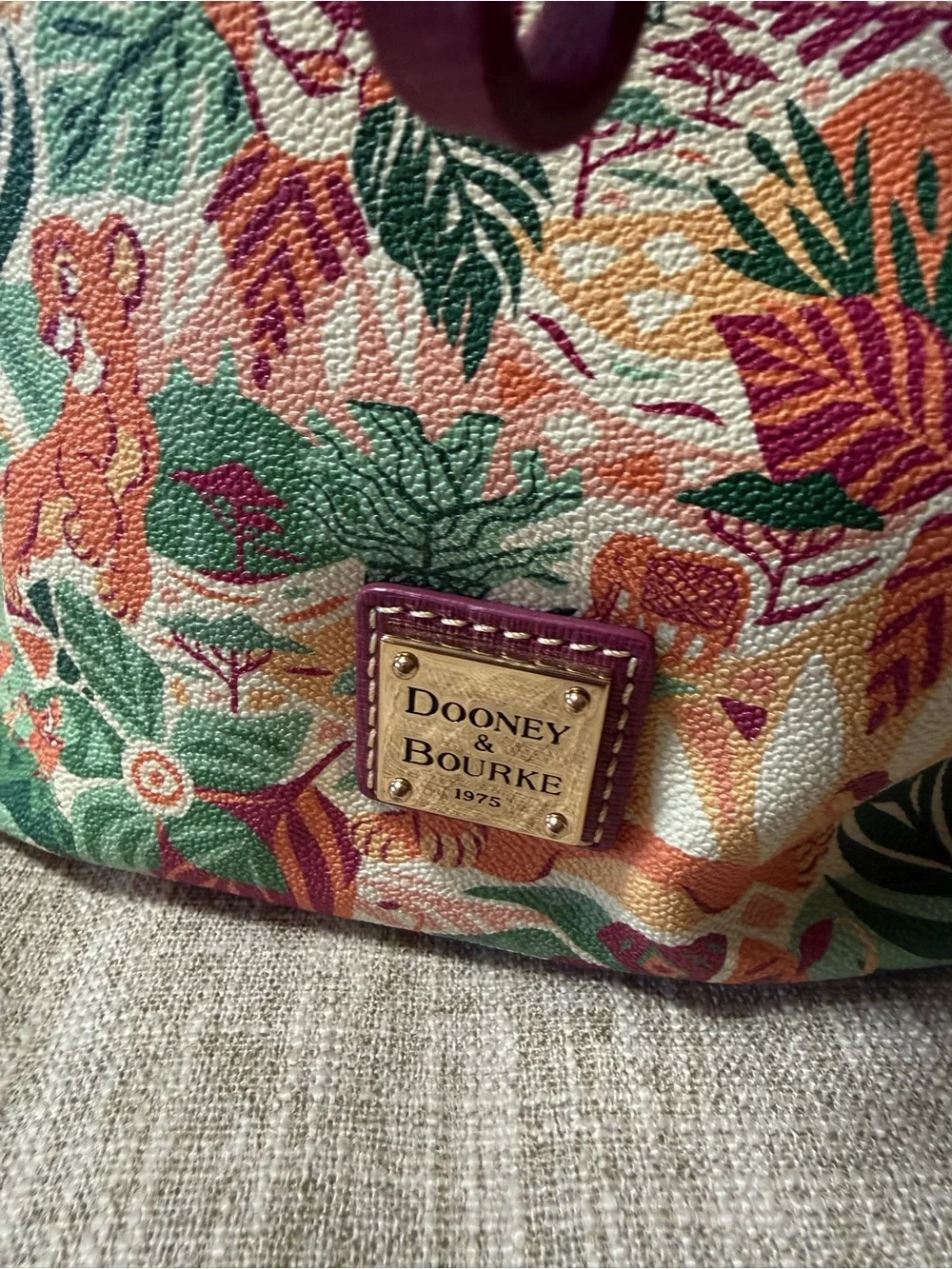 Dooney & Bourke Lion King Pink Purple Multicolor Floral Drawstring Shoulder Bag